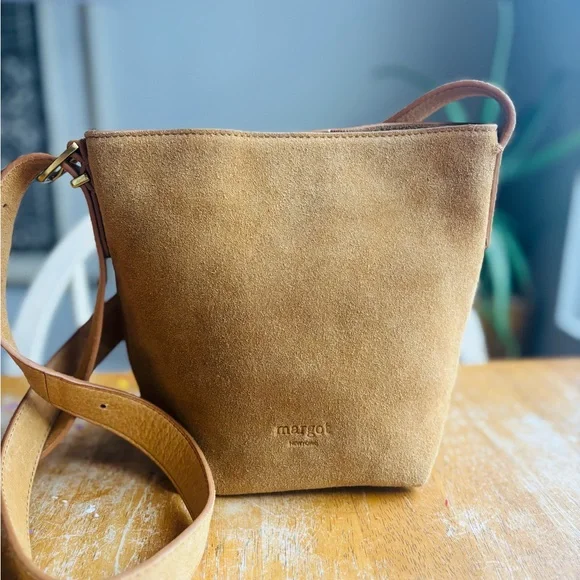 Margot New York Tan Suede Crossbody Bag - Picture 1 of 13